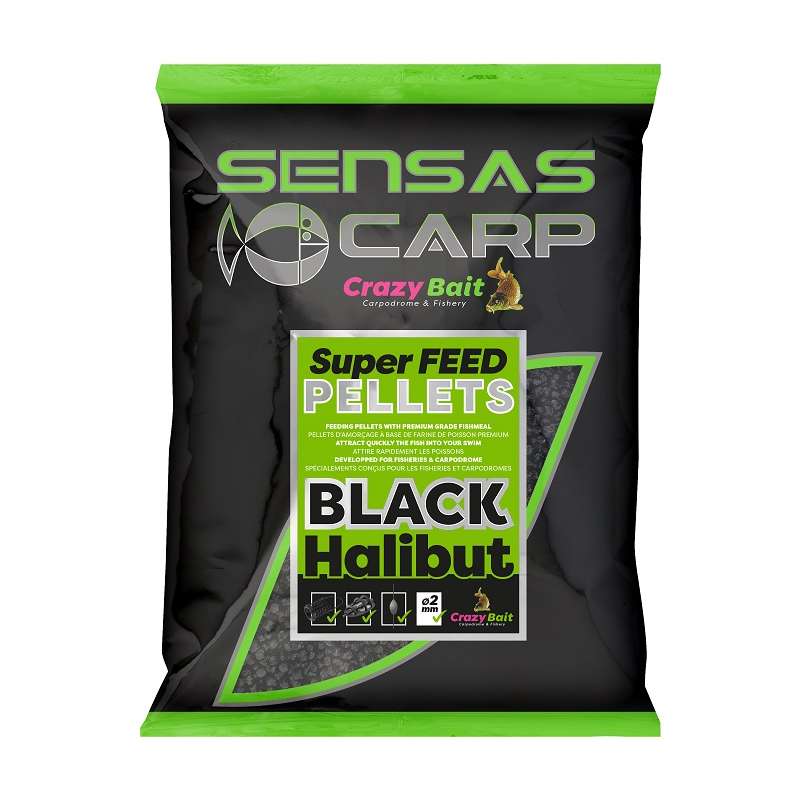 Sensas Pelety Super Feed Black Halibut (halibut) 700g 2mm