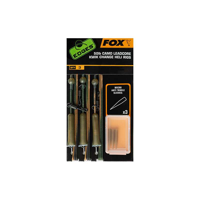 FOX EDGES™ 50lb Camo Leadcore Kwik Change Heli Rigs