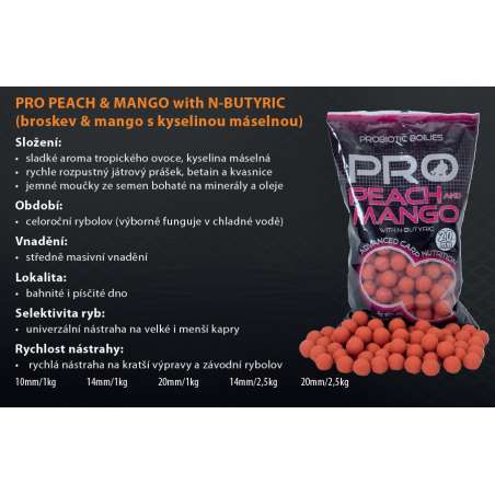 STARBAITS Boilie Probiotic Peach & Mango 20mm 2,5kg