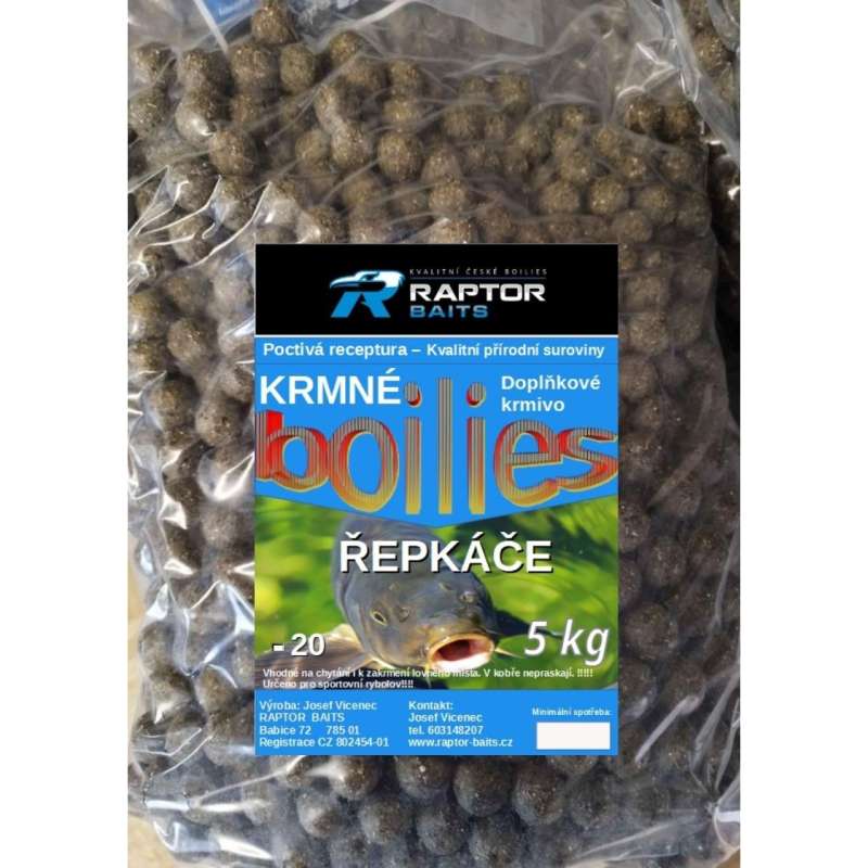 RAPTOR BAITS Kŕmne Bolies Repkáče 5kg 20mm RAPTOR BAITS Kŕmne Bolies Repkáče 5kg 20mm